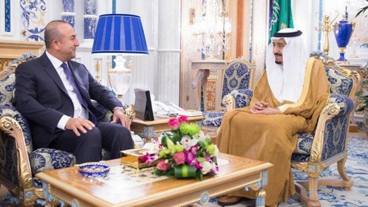 العاهل السعودي يبحث مع وزير خارجية تركيا تطورات ال