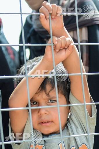 طفل عراقي وراء حاجز (أ ف ب)