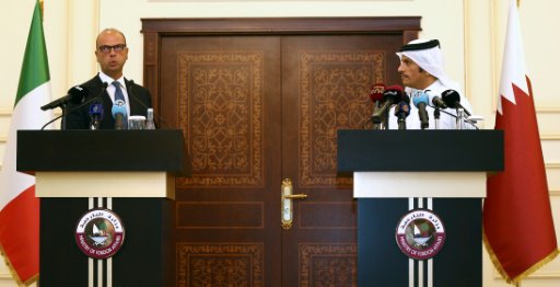وزير الخارجية القطري ونظيره الايطالي في مؤتمر صحاف