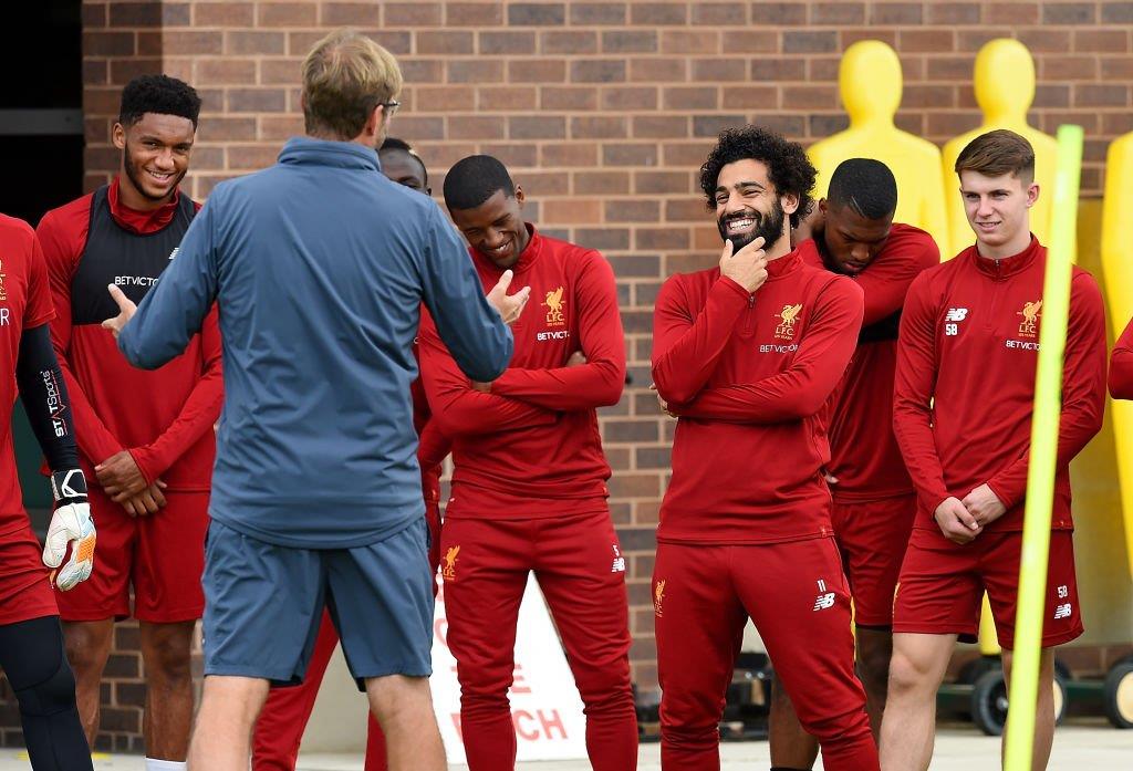 كلوب ومحمد صلاح في تدريبات ليفربول