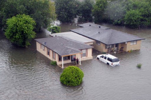 صورة من الجو تظهر آثار فيضانات هارفي في تكساس في 2