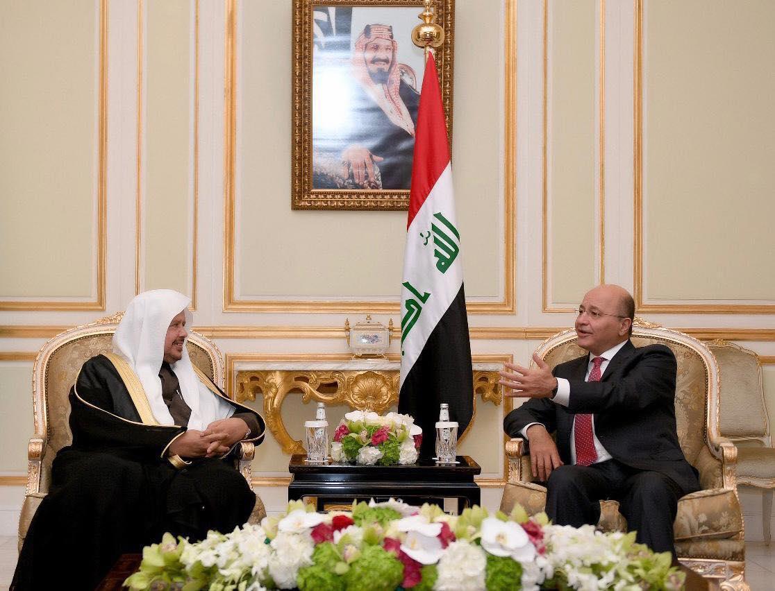 الرئيس العراقي مع رئيس مجلس الشورى السعودي