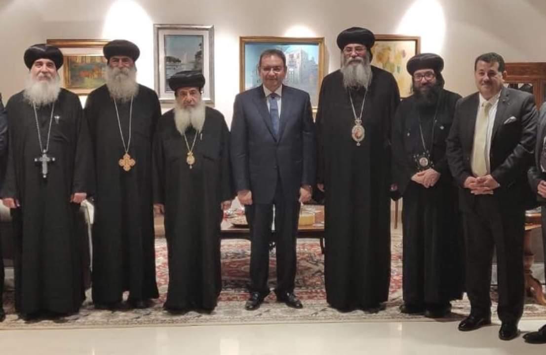 سفير مصر بتل أبيب يستقبل مطران القدس ووفد الكنيسة 