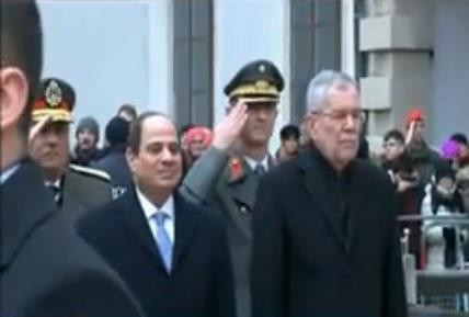 استقبال السيسي بالقصر الرئاسي في فيينا