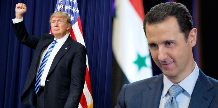 الرئيس بشار الأسد ونظيره دونالد ترامب