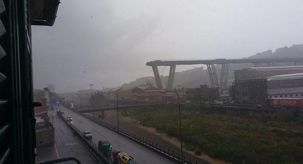 انهيار جسر جنوة في إيطاليا