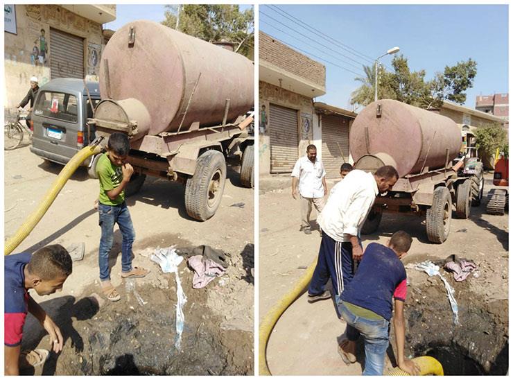 إصلاح عطل صرف صحي بعدة مناطق بالخانكة