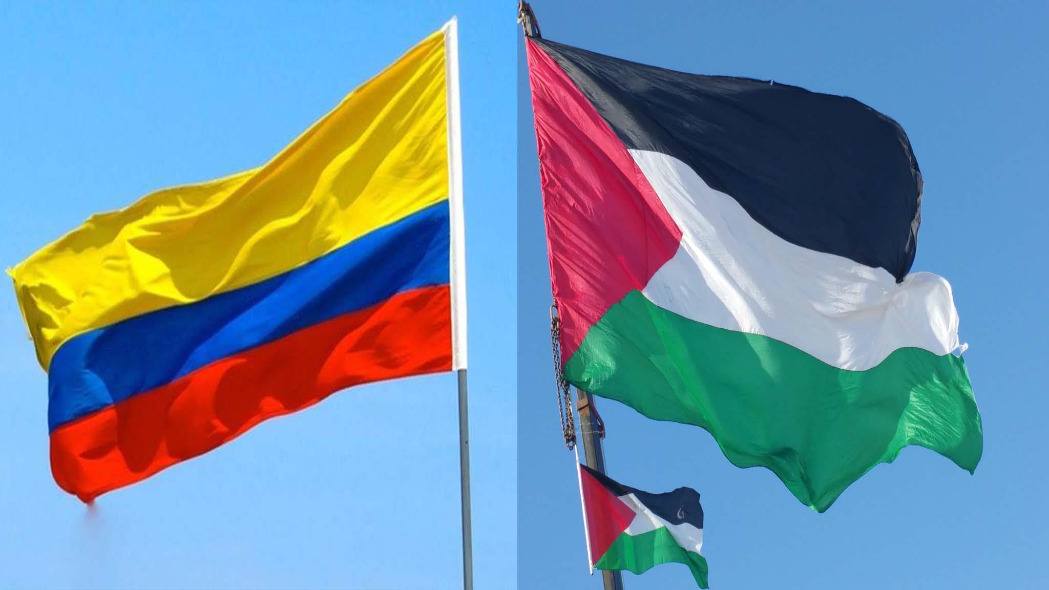 علم فلسطين وكولومبيا