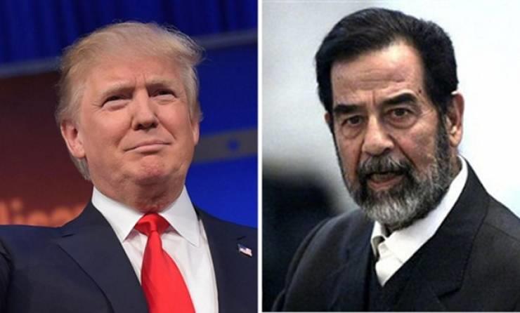 الرئيس العراقي الراحل صدام حسين والرئيس الأمريكي د