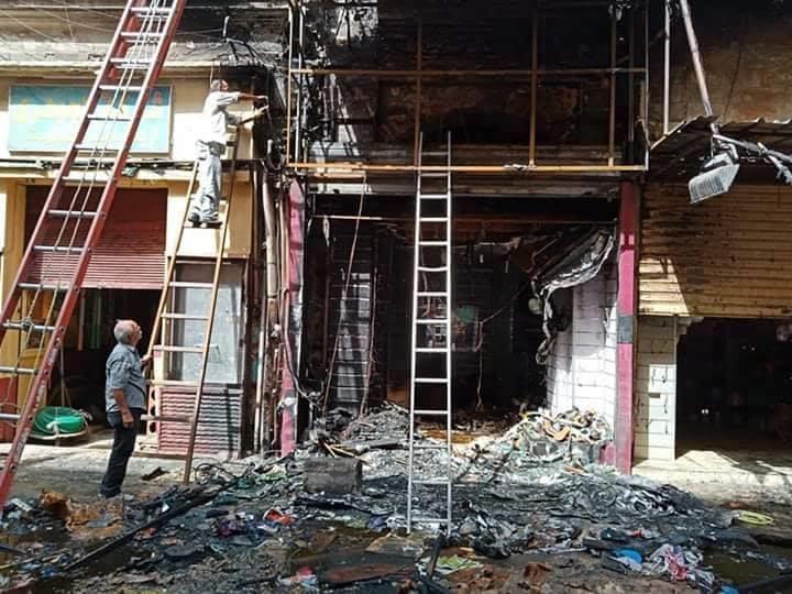 آثار حريق عقار نوبار في الإسكندرية