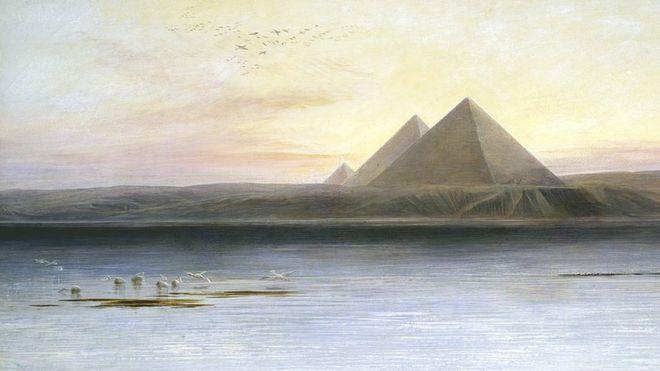 لوحة تجسد فيضان النيل بالقرب من أهرامات الجيزة للف
