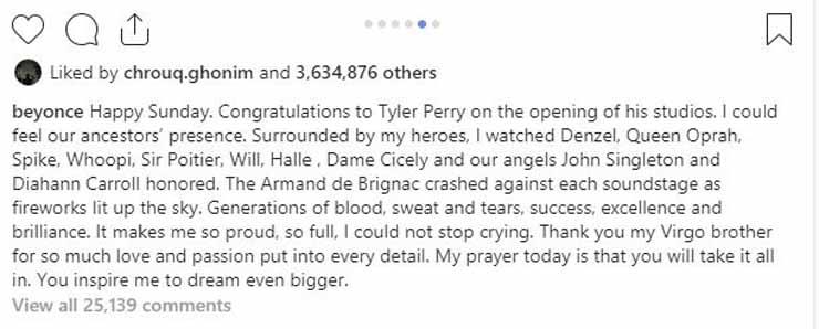 بيونسيه تهنئ تايلر بيري