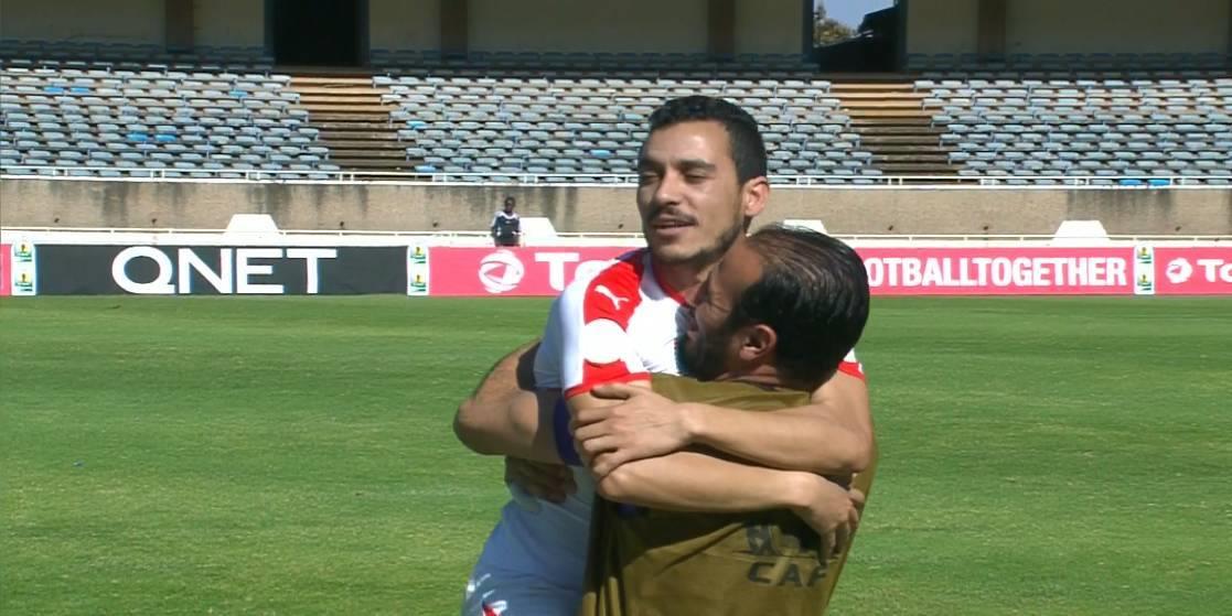 إبراهيم حسن لاعب الزمالك يحتفل بهدفه أمام جورماهيا