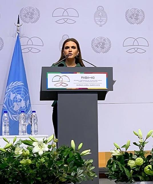 وزيرة الاستثمار خلال مشاركتها في مؤتمر الأمم المتح