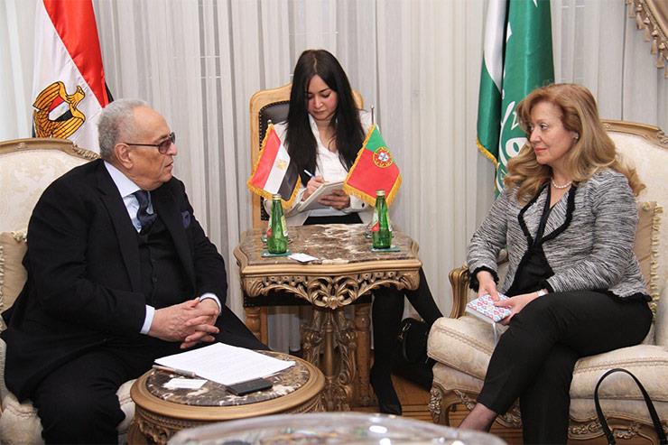 أبوشقة يستقبل مادلينا فيشر سفيرة البرتغال بالقاهرة