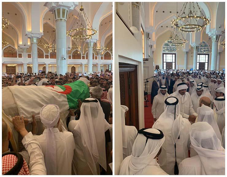 أمير قطر يحضر صلاة الجنازة على عباسي مدني