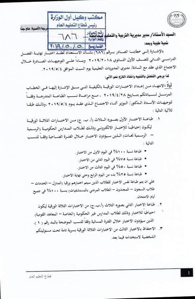 استعدادات امتحانات أولى ثانوي 1