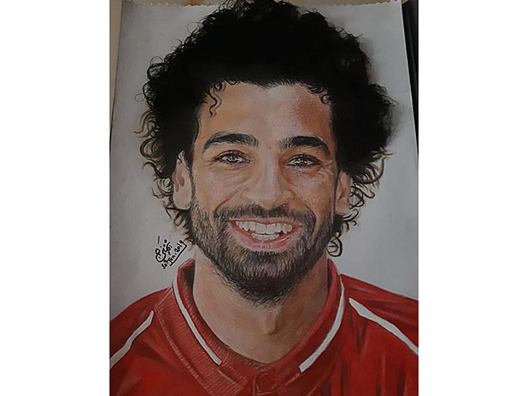 صورة رسمتها منال للاعب محمد صلاح