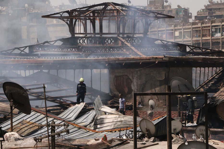 حريق سوق الخضار بالعتبة