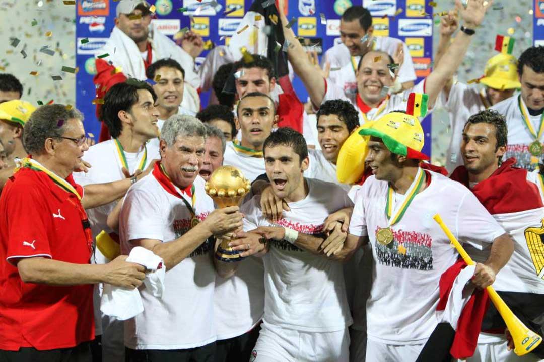 احتفال منتخب مصر بأمم إفريقيا