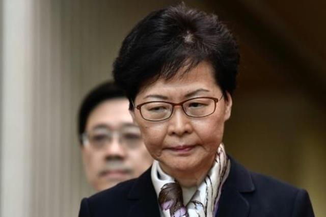 رئيسة السلطة التنفييذية في هونغ كونغ كاري لام خلال