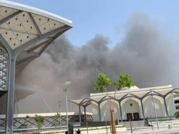 حريق في محطة قطار الحرمين الشريفين