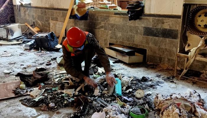 آثار انفجار القنبلة داخل مدرسة تعليم القرآن في باك