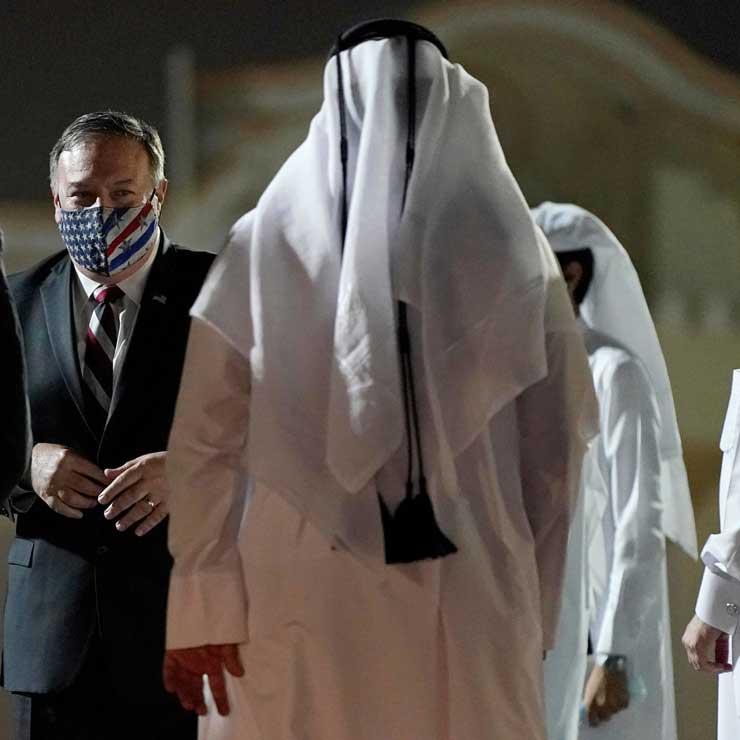 وزير الخارجية الأميركي مايك بومبيو في مطار الدوحة