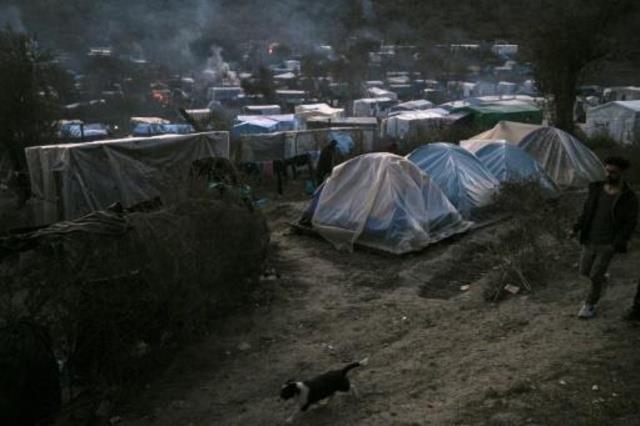 صورة لمخيم موريا في جزيرة ليسبوس