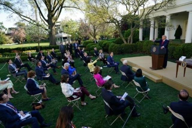الرئيس الأميركي دونالد ترامب خلال مؤتمر صحافي في ح