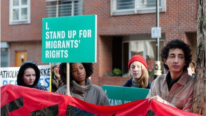 جانب من تظاهرة لدعم المهاجرين، لندن، عام 2019