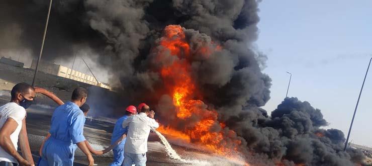 انفجار ماسورة مازوت على طريق الإسماعيلية