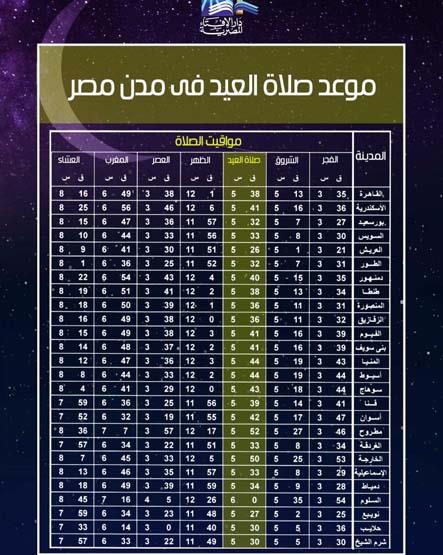 مواعيد صلاة العيد