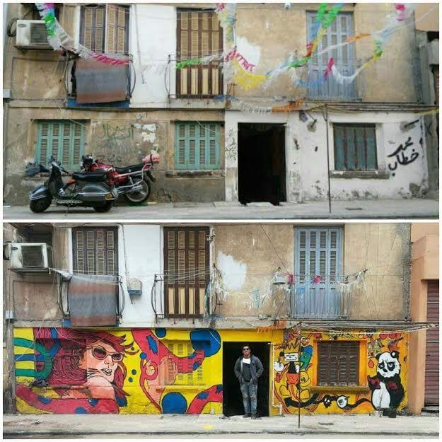 مصعب ريحان يرسم في شوارع بورسعيد