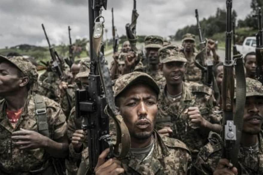 عناصر من القوات الإثيوبية عقب تدريبات في دابات