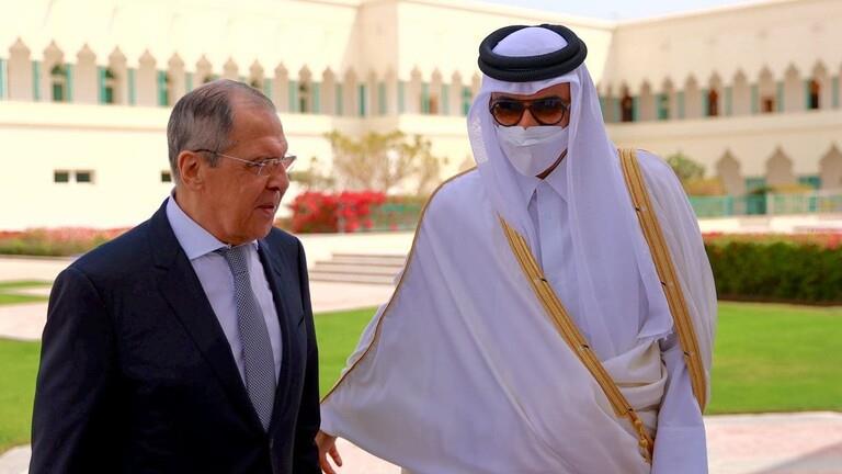 أمير قطر ووزير الخارجية الروسي