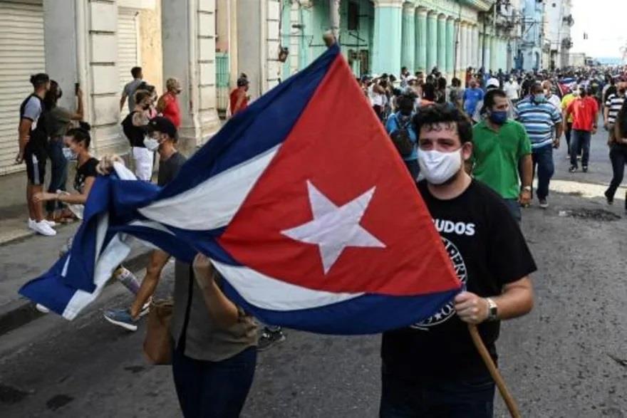 جانب من التظاهرات المعارضة للحكومة الكوبي