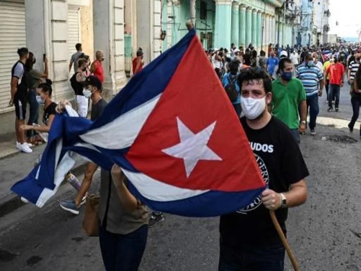 جانب من التظاهرات المعارضة للحكومة الكوبية في 11 ت