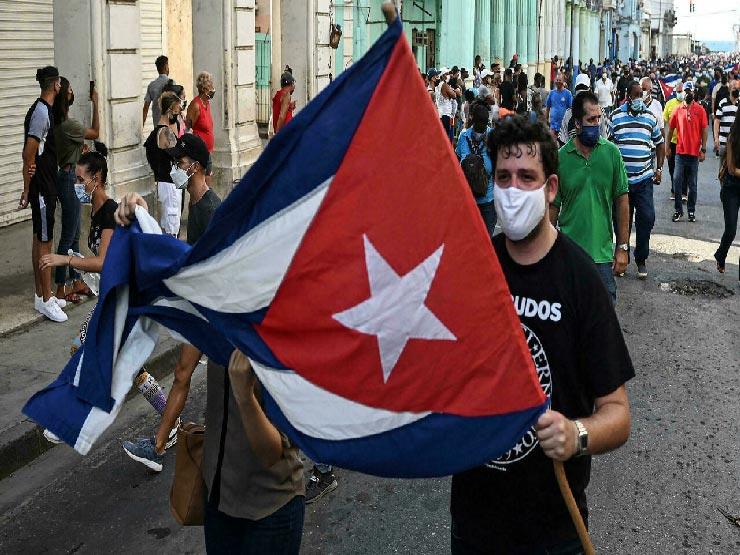 جانب من التظاهرات المعارضة للحكومة الكوبية في 11 ت