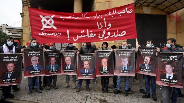 بعض صور أصحاب البنوك في لبنان الذين يصفهم محتجون ب