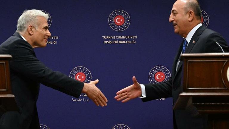 وزيرا خارجية تركيا مولود تشاوش اوغلو واسرائيل يائي
