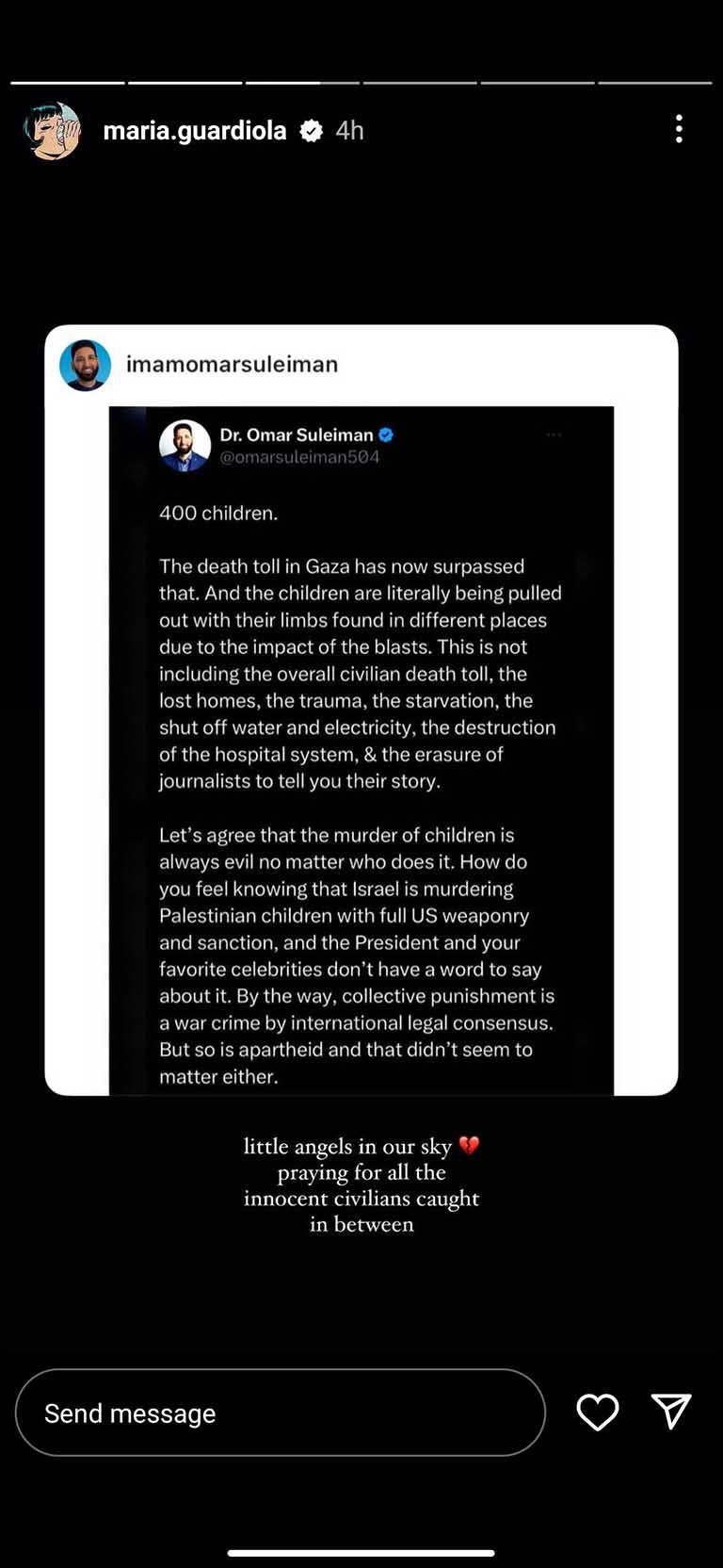 ابنة بيب جوارديولا تتضامن مع فلسطين