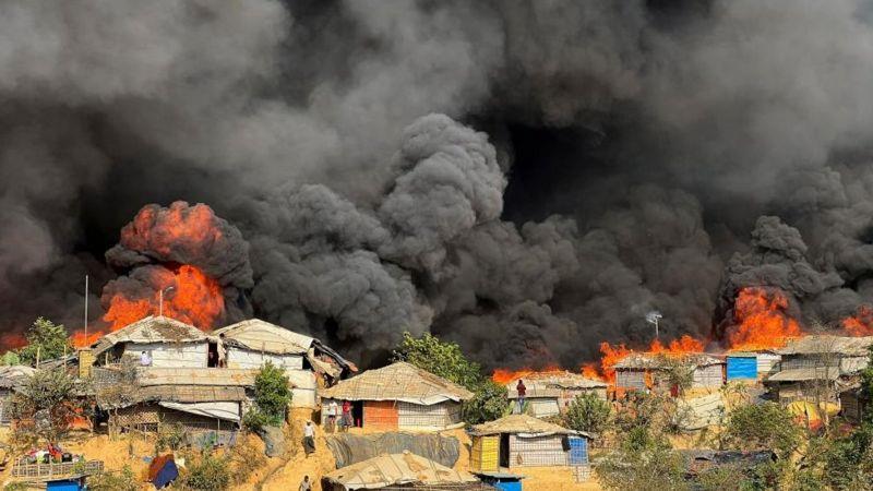 حريق مخيم لاجئين