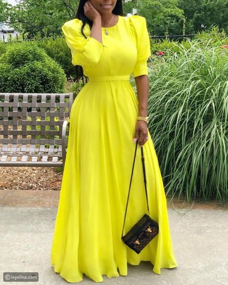 فستان أصفر ليموني