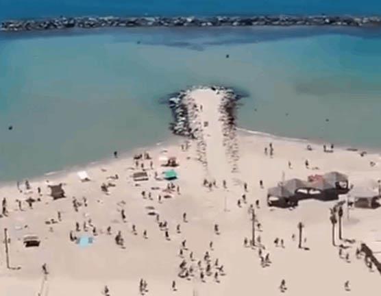 حقيقة هروب إسرائيليين من على شاطئ في تل أبيب بسبب 