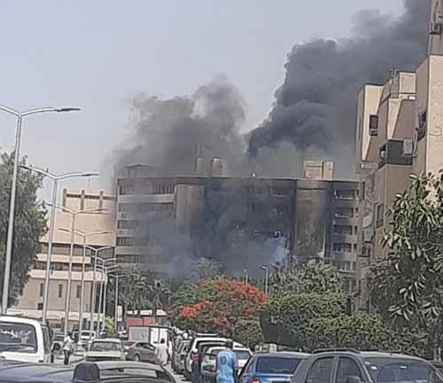 حريق في مبنى جهاز مدينة 15 مايو 