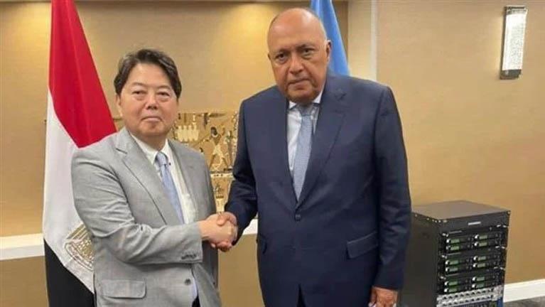 وزير الخارجية المصري سامح شكرى ونظيره اليابانى