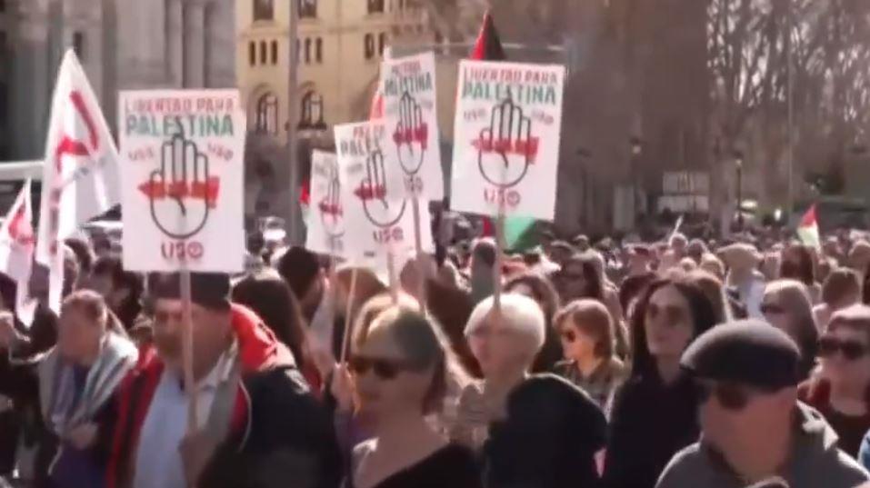 مظاهرات حاشدة في العاصمة الإسبانية لدعم غزة