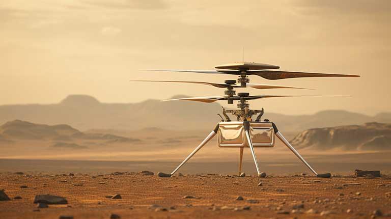 الطائرة الروبوت قبل تعطلها على سطح المريخ