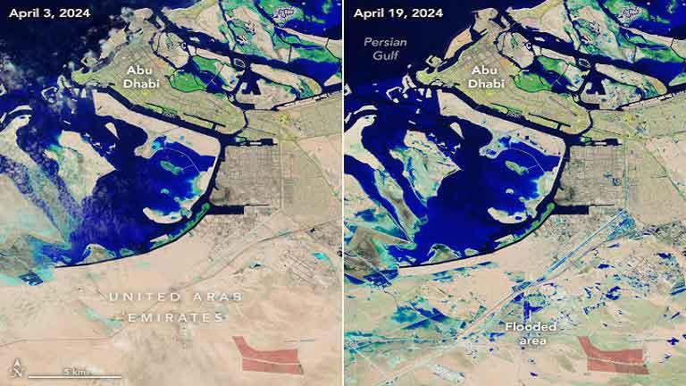 صورة من ناسا تظهر برك المياه في الإمارات بعد أسبوع